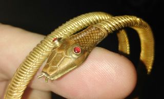 Vintage Art Deco Gold Tone Coiled Snake Bracelet