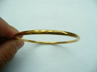 Ladies Vintage 9ct Rolled Gold Diamond Cut Slave Large Bangle Bracelet 6.  7 Grams