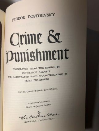Crime & Punishment by Dostoevsky,  Easton Press,  1980,  leather bound, 3