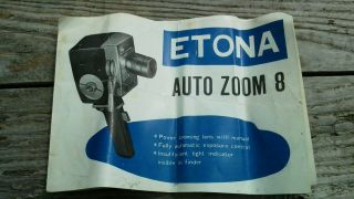 VINTAGE ETONA 8 AUTO ZOOM EE 8mm MOVIE,  CINE,  CAMERA 8