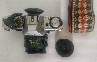 Canon AE - 1 Program 35MM SLR camera with Canon Lens FD 50mm 1:8,  vintage strap 4