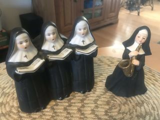 Vintage 1950 Music Box 3 Singing Nuns Dominique Chadwicks Made In Japan
