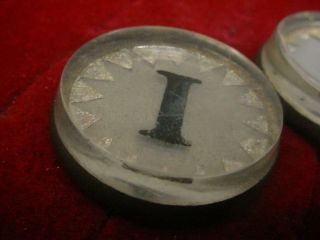 Awesome Set Of Vintage Letter " I " Flat Top Glass Horse Bridle Rosettes E780g