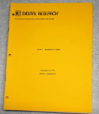 Digital Research Cp/m 2 Interface Guide Very Collectible