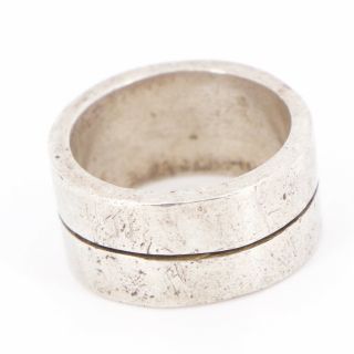 Vtg Sterling Silver - Southwestern Solid Striped Band Ring Size 10.  5 - 18g