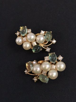 Vintage Gorgeous Deco Rhinestone “the Look Of Real” Jomaz Gripoix Pearl Earr