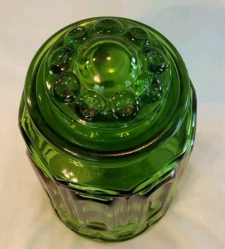 Vintage LE Smith large green moon and stars glass canister apothecary jar & lid 2