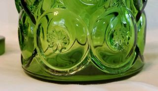 Vintage LE Smith large green moon and stars glass canister apothecary jar & lid 4