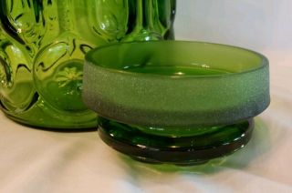 Vintage LE Smith large green moon and stars glass canister apothecary jar & lid 5