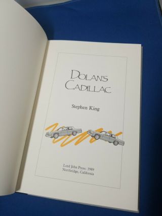 Dolan ' s Cadillac by Stephen King,  Signed Limited Lord John Press,  1 of 10000 6