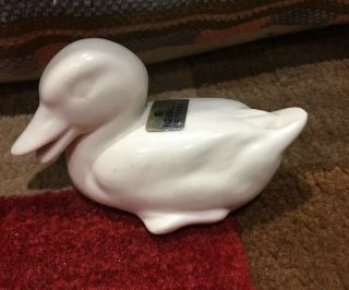 Vintage Rookwood Pottery White Duck Paperweight 3.  75 " X 2 Sticker