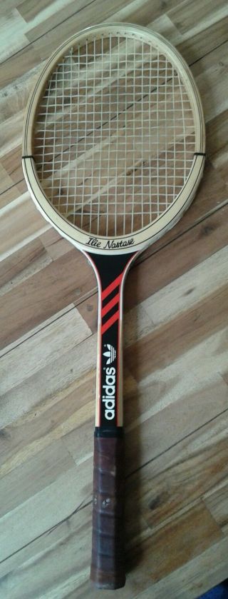 Vintage Adidas Ilie Nastase Tennis Racket Ads 040 M5:4 5/8