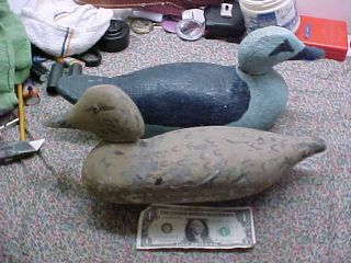 2 Old Wooden Duck Decoys As Found 1 Is Marked