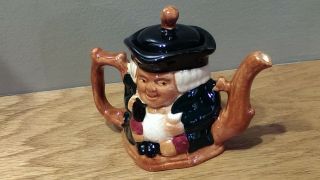 Vintage 2 - Sided Toby Teapot - Crown Devon Porcelain Hand Painted Pot - England