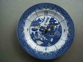 Vintage Blue White Churchill Regal Blue Willow Wall Clock Decor 10 " Plate