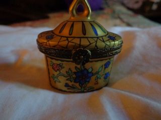 Vintage Limoges France Peint Gold Trinket Box,  Signed Artist.
