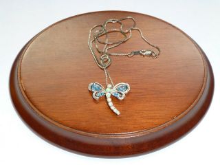 Vintage.  925 Sterling Silver Opal & Blue Topaz Butterfly Necklace