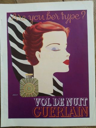 Guerlain Vol De Nuit Perfume Redhead Woman Darcy Art Vintage Ad