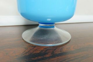 Vintage Empoli Blue Cased Art Glass Mid Century Italy Apothecary Canister Jar 5