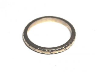 Vintage 375 9ct Yellow Gold Chester Assay Etched Wedding Band Ring Size: K - W58