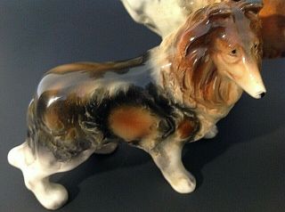 VINTAGE VICTORIA CERAMICS COLLIE DOG FIGURINES SET OF 2.  7 1/2 AND 4 1/2 INCHES 4