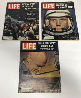 3 Vtg 1962 Life Magazines - John Glenn Covers & Pictorials - Space & Astronauts