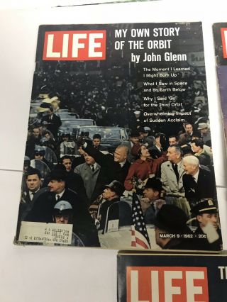3 Vtg 1962 Life Magazines - John Glenn Covers & Pictorials - Space & Astronauts 2