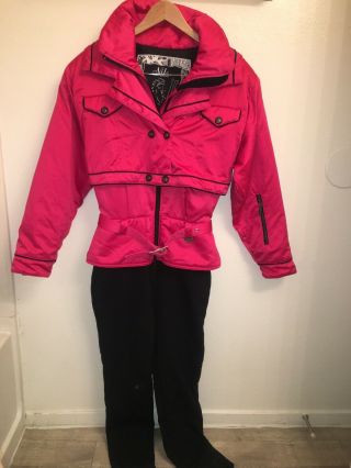 Vintage 80s 90s Women’s Ski Suit Neon Pink Nils Size 10 Retro