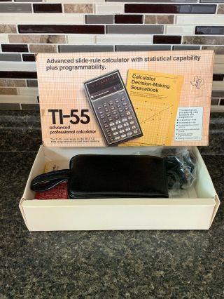 Vtg 1977 Texas Instruments Ti - 55 Advanced Calculator Complete Set
