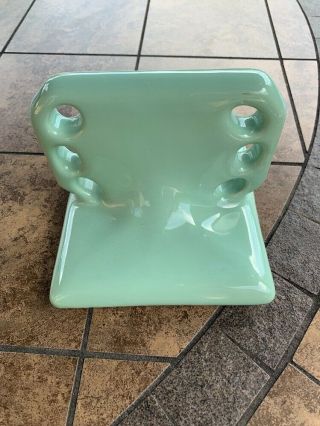 Vintage Ceramic Toothbrush Holder Wall Mount Light Green Gloss Cup Fixture 3