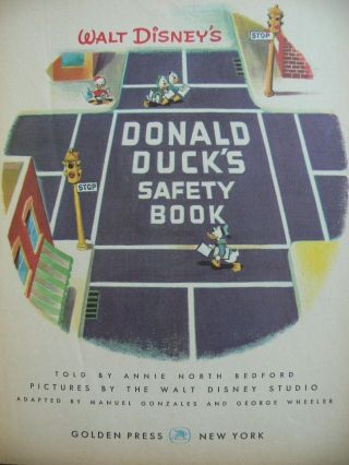 Vintage Little Golden Book DISNEY ' S DONALD DUCK ' S SAFETY BOOK w/contest form 3