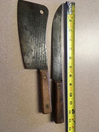 Vintage Forgecraft Hi - Carbon Steel Meat Cleaver & Slicing Knife