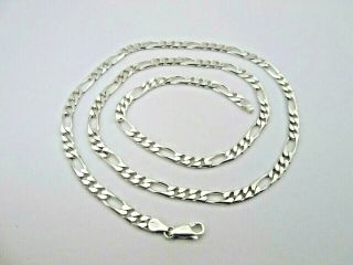 Vintage 925 Sterling Silver Flat Link Curb Chain Necklace 20.  7 G.  23.  3/4 Inches.