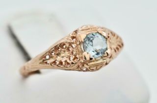 Lovely Vintage.  40ctw Aquamarine 14k Rose Gold/sterling Ring