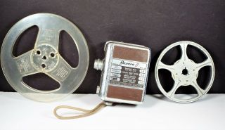 Vtg 8mm Revere 40 Movie Camera / Brumberger 5 " Metal Reel / Scotch 7 " Take Up