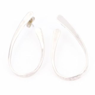 Vtg Sterling Silver - Modernist Teardrop Post Earrings - 4.  5g