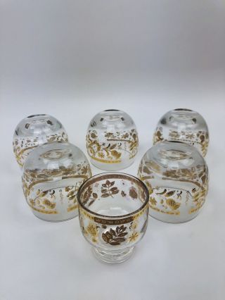 Mid Century Culver Chantilly 22k Gold Roly Poly 50s 60s Glasses Barware Vintage