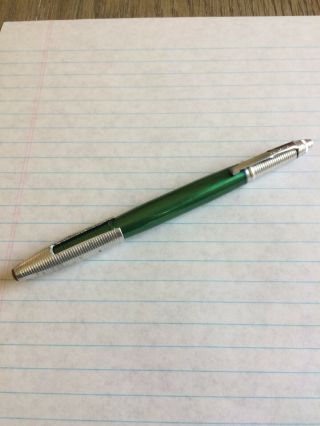 Vintage Reynolds Rocket Ballpoint Pen In Green W/cap