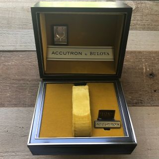 Vintage Bulova Accutron Wrist Watch Presentation Box - Hard Case - Price Tag