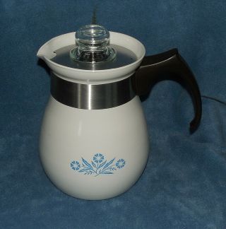 Vintage Corning Ware P - 166 Blue Cornflower Stove Top 6 Cup Coffee Pot