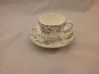 Vintage Wedgwood England ' Sweet Plum ' Coffee / Tea Cup & Saucer Set NOS 4 3
