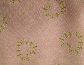 Vintage Flocked Dotted Swiss Fabric Hearts Flowers Pink Green 2