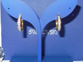 VINTAGE Swan Signed SWAROVSKI Clear Crystal Hoop Earrings 4