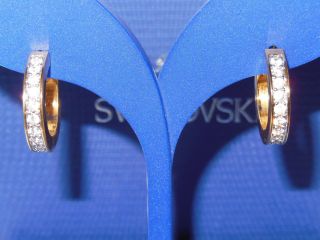 VINTAGE Swan Signed SWAROVSKI Clear Crystal Hoop Earrings 5