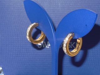 VINTAGE Swan Signed SWAROVSKI Clear Crystal Hoop Earrings 6