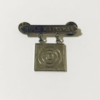 Vtg Us Military Army Rifle Marksman Medal Sterling Silver Pin Badge Euc