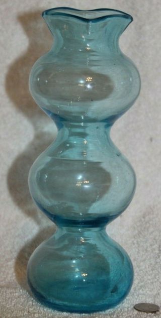 Vintage Hand Blown Thomas Connally? Greenwich Flint - Craft BLUE Glass Vase 8 