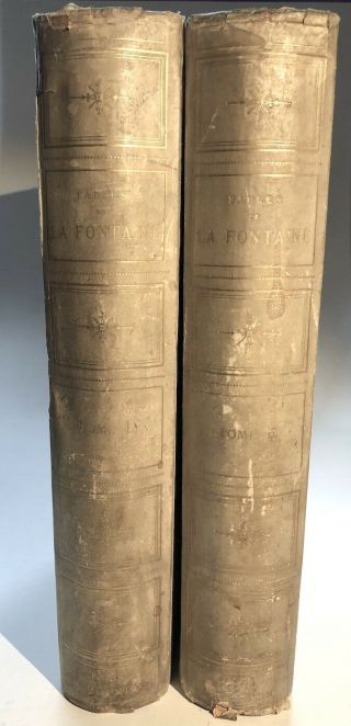 Jean De La Fontaine / Fables De La Fontaine 2 Volumes 1883 75 Etchings 1st Ed