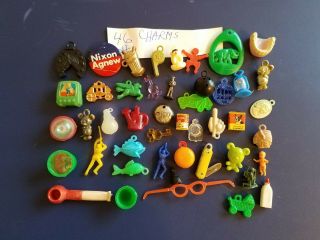Vintage Gumball/vending Machine Charms/toys Lit Of 46