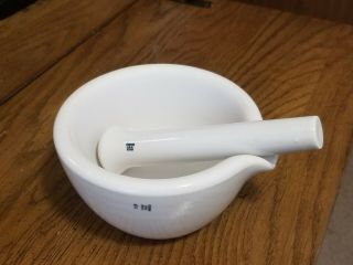 Vintage Large White Coors Mortar 522 - 3 43 - L And Pestle Coors Usa 52009